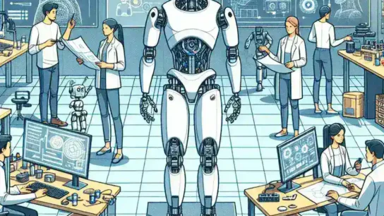 "Apple's humanoid robot prototype showcasing advanced technology innovations, featured in the article about the company's latest developments in robotics."
